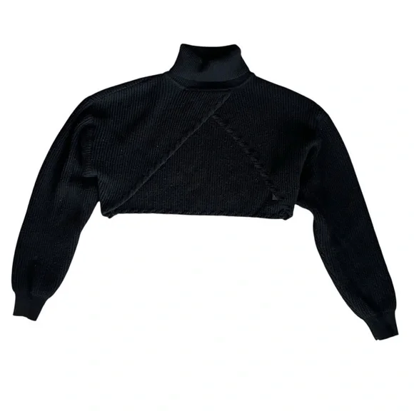 ASTR Revolve Women’s Taissa Bolero Black Knit Shrug Turtleneck Mockneck Sweater - Picture 10 of 11